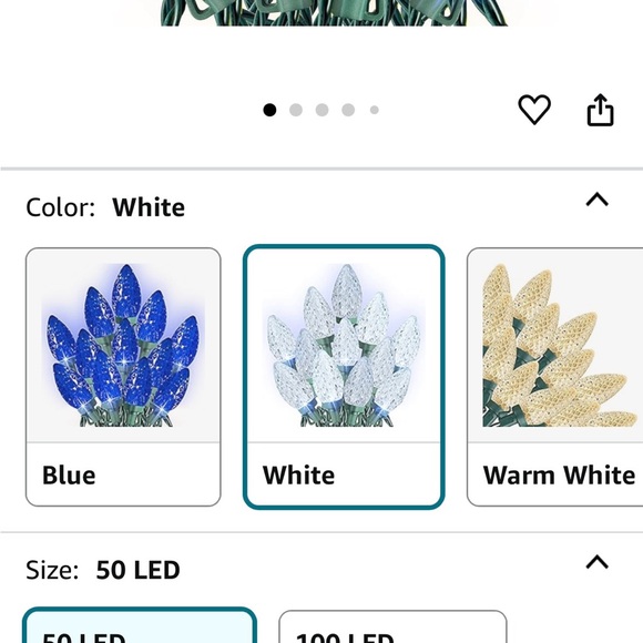 Cool White 50 LED C9 Christmas Lights - Picture 6 of 7